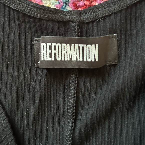 Reformation Black Ribbed Mini Dress - Picture 2 of 3